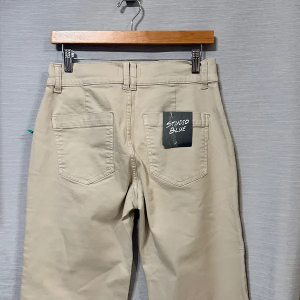 Studio Blue Womens 28P Pearl Beige Cropped Wide Leg High Rise Pants SB117721PFM - Image 4