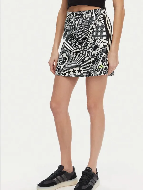 NWT Adidas x Farm Rio Skirt Black White Graphic Print JD6312 Large Streetwear - Image 2