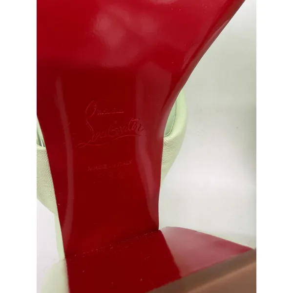 Christian Louboutin Inflama Sab 85 Leather Heels Sandals 38.5 Studio Green $945 - Image 8