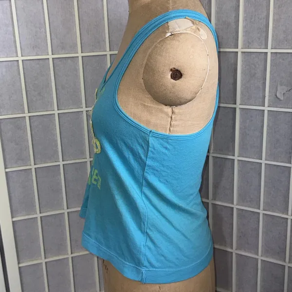 Y2K Vintage Aeropostale Blue Green Embroidered‎ Logo Cross Cross Tank Top - Image 4