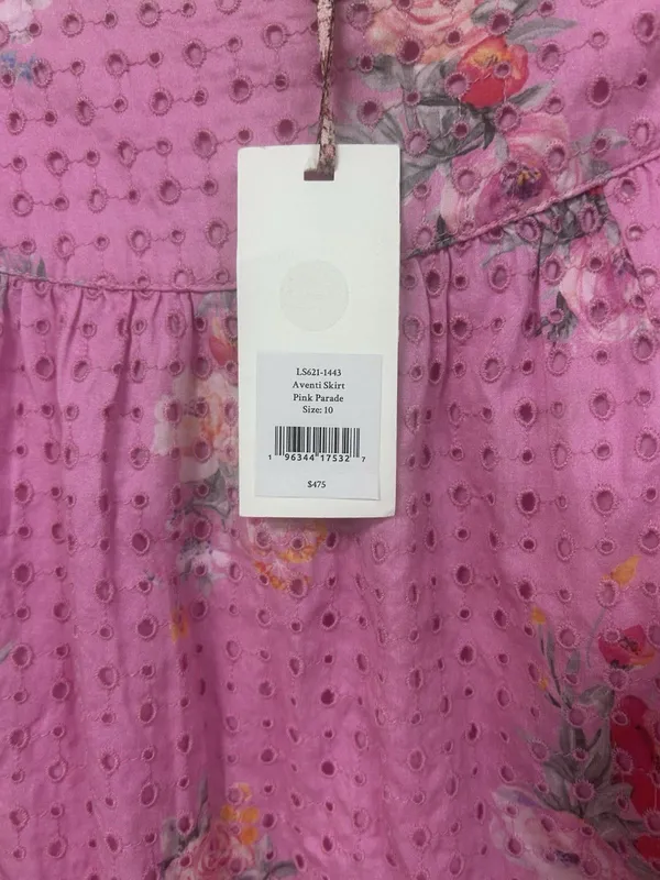 LoveShackFancy Aventi Eyelet Floral Maxi Skirt Pink Parade Romantic Size 10 New - Image 2
