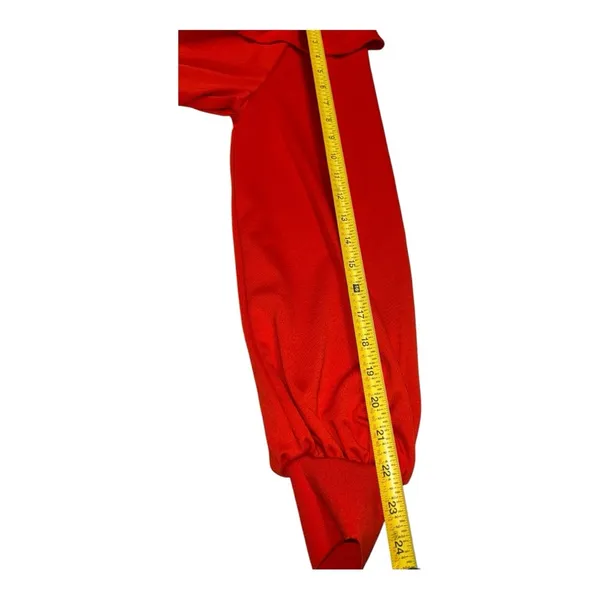Who What Wear Fiery Red Long Sleeve Sheath Ruffle Dress Size: Small - Image 14