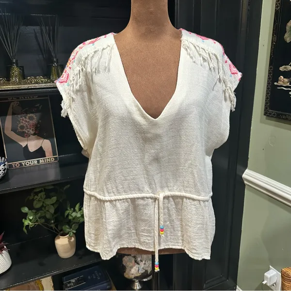 Amanda Uprichard Embroidered Top – Size L – Artisan Boho - Image 2