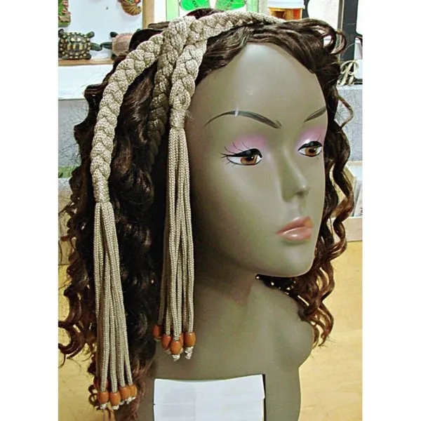 Braided Fringe Beaded Boho Waist Belt Beige Brown Thin Dress Macrame Rope Gypsy - Image 4