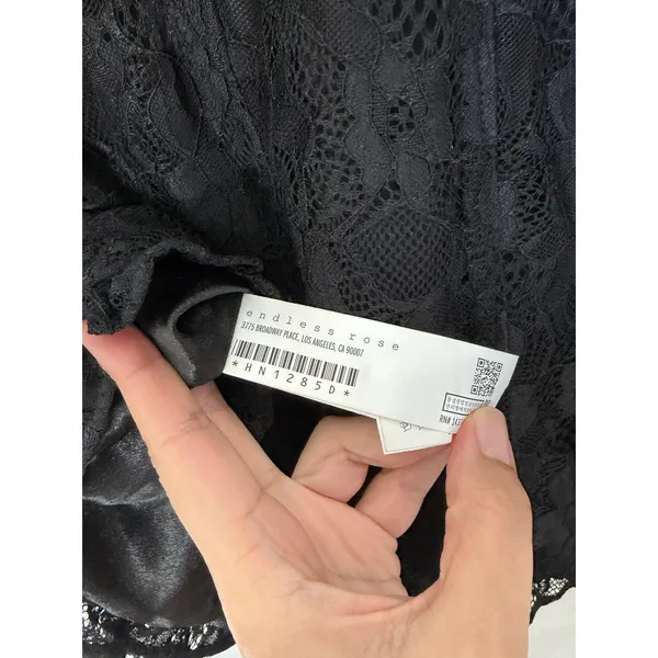Endless Rose Off The Shoulder‎ Dress Size Medium Black Lace Fitted Long Sleeve - Image 10