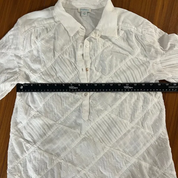 Sundance Stowe Top Small Patchwork White Cotton Flowy Coastal Cottage Boho Beach - Image 6