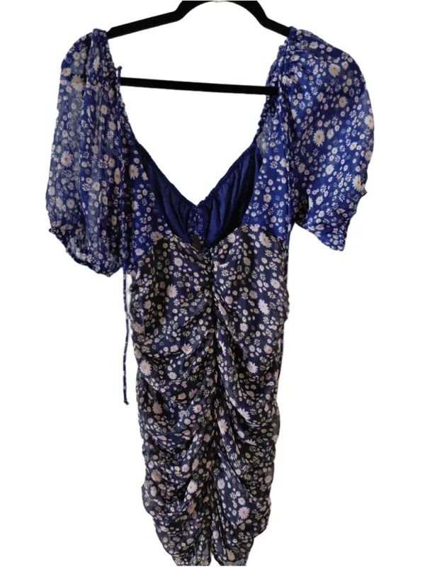 Free People Tessa Floral Ruched Mini Dress Women's Size XS - Image 8