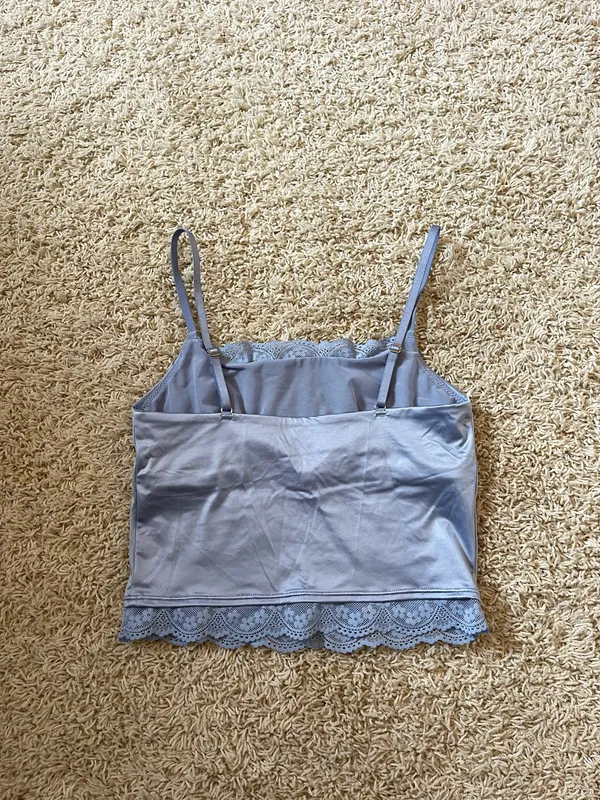 Aerie Blue Satin Like Lace Tank - Image 2