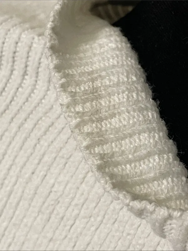 Free People Sweater Small White Knit Slouchy Oversized Mock Neck Pullover - Image 10