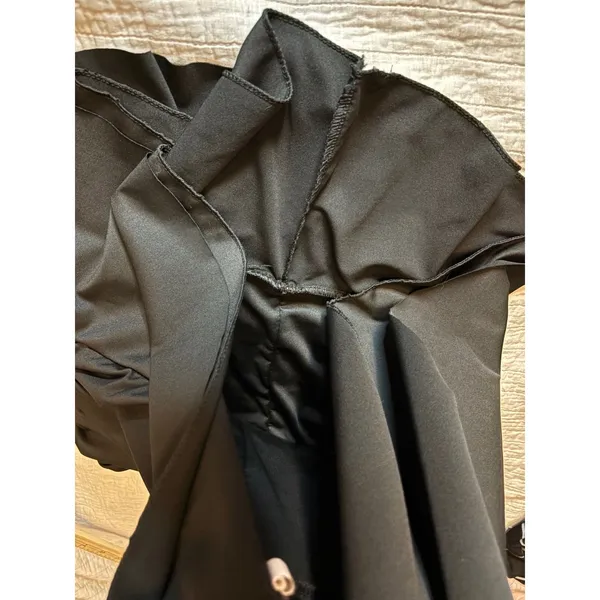 Black Ruched Strapless Peplum Tube Top Small Cotton Blend Bodycon Draped Hem - Image 4
