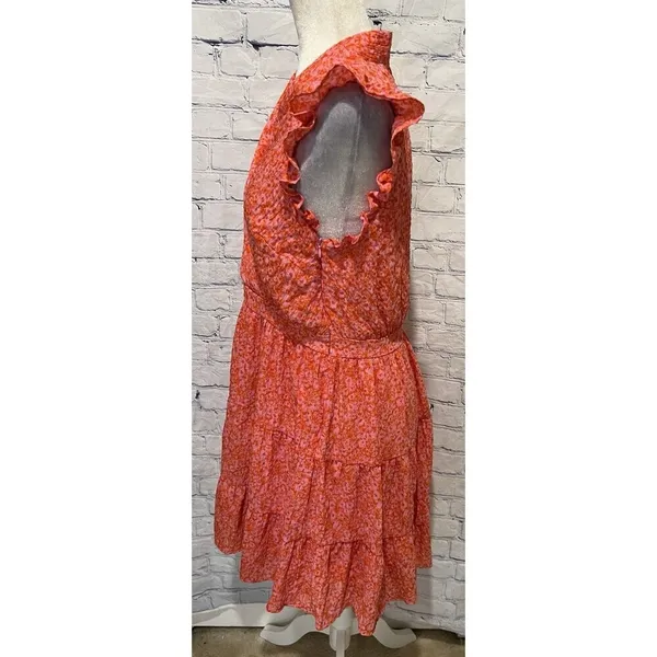 Rachel Zoe Printed Flutter-pink flowers dress Sleeve A-Line Dress Size 10 - Image 4