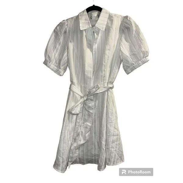 ✨Delightful Moments White Striped Puff Sleeve Button-Up Dress Lulus✨ - Image 9