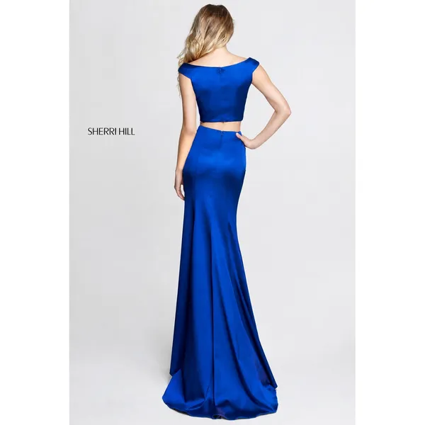 Sherri Hill 51251 Navy Satin Two Piece Gown NWT‎ Size 6 - Image 3