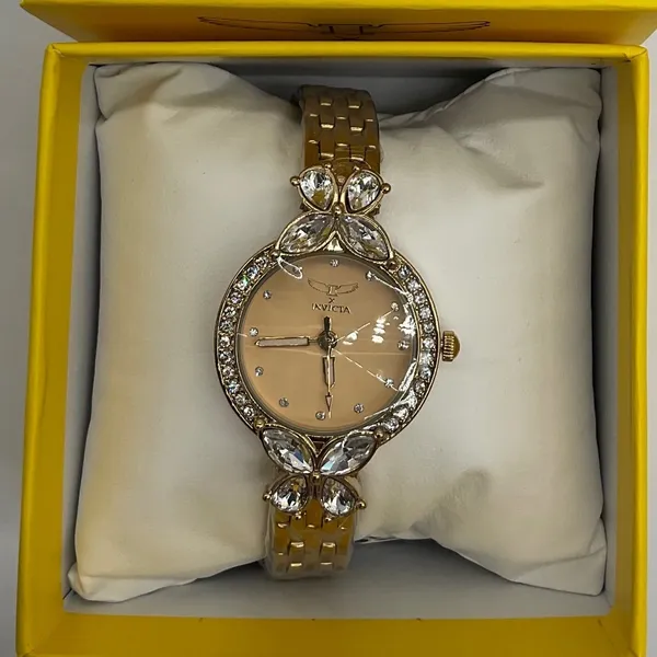 Invicta Wildflower I Womens Gold Tone Crystal Bezel Watch 30mm New in Box - Image 12