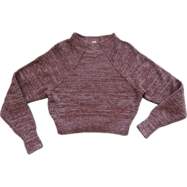 Free People Too‎ Good Chunky Knit Pullover Sweater Heather Red Cropped Cozy Crop - Image 2