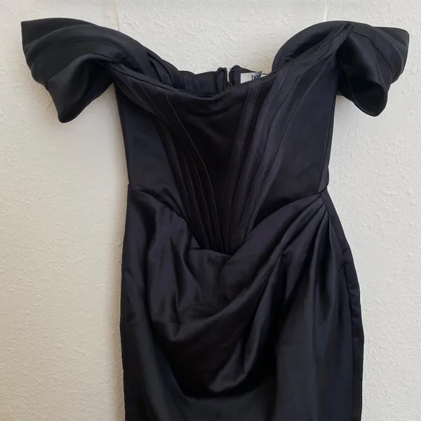 House of CB Loretta Black Satin Corset Off Shoulder‎ Dress size XS NWOT - Image 5