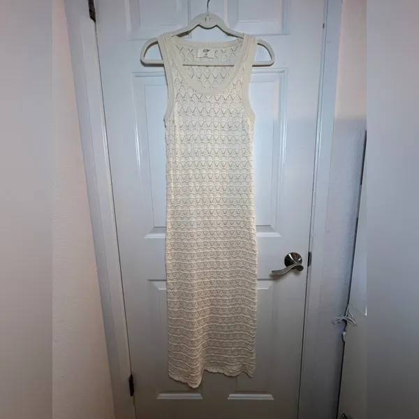 K Closet‎ Women Crochet Cream Sleeveless Maxi Dress Size M - Image 3