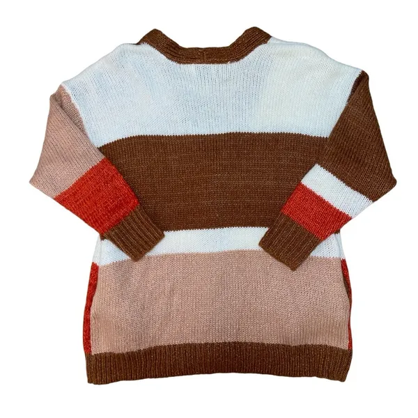 Lush Clothing cream red camel Colorblock v-neck sweater women’s size large - Image 2