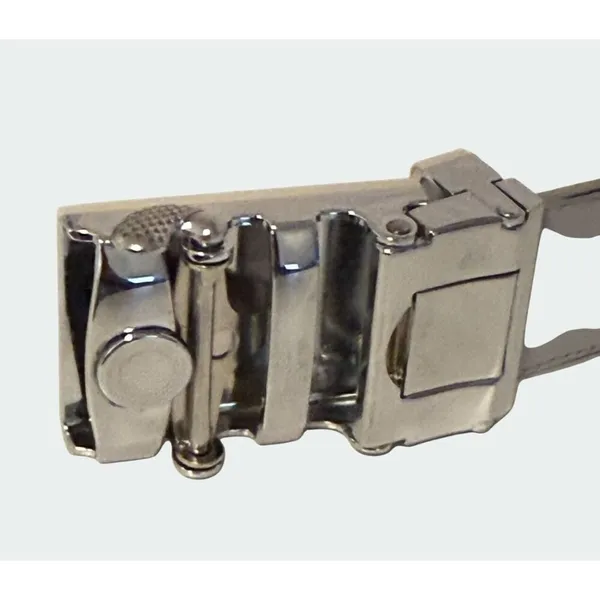 Falari Automatic Ratchet Belt Size Medium‎ Adjustable Buckle Gray Leather Strap - Image 11