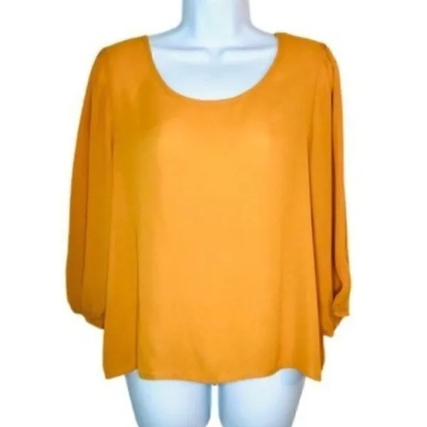 Brenda’s Button Back Blouse Mustard Yellow S - Image 3