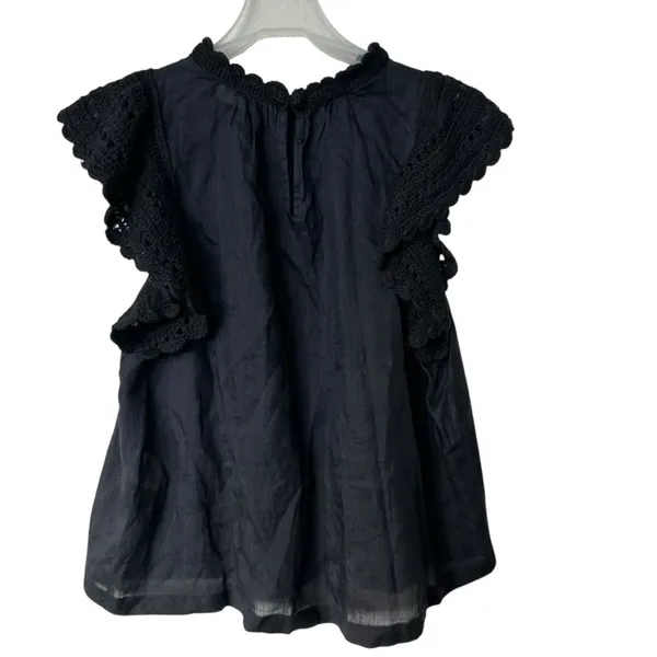 Ulla Johnson Handmade Kai Ramie Blouse Sz 10 black flounce Goth feminine - Image 3
