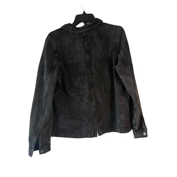 Old Navy Women's Size Medium Black Denim Button Up‎ Trucker Jacket - Image 6
