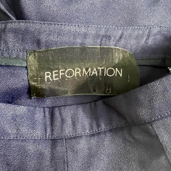 Reformation Side Stripe Flared Pants in Navy‎ Blue White Size US XS - Image 11