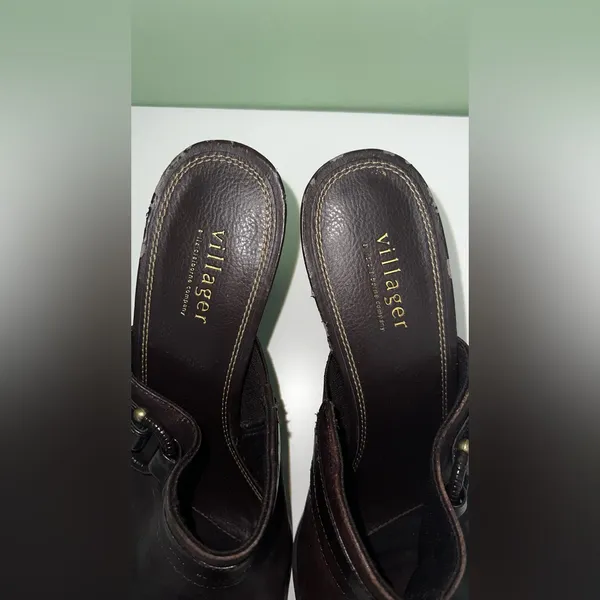 Aldo Dark Brown Leather Mules Size 10 - Image 4