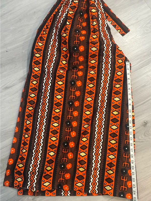 Women’s Boho Tribal Print Wide Leg Palazzo Pants Orange Brown - Image 6
