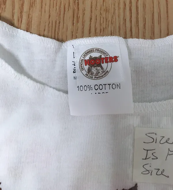 Hooters New Girl Rare Uniform Tank Faded Tag Clearwater Florida Faded Size Tag Size Large - Image 2
