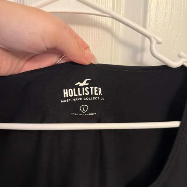 Hollister Black Short Sleeve Henley Bodysuit Square Neck Fitted Top Size L NWOT - Image 3