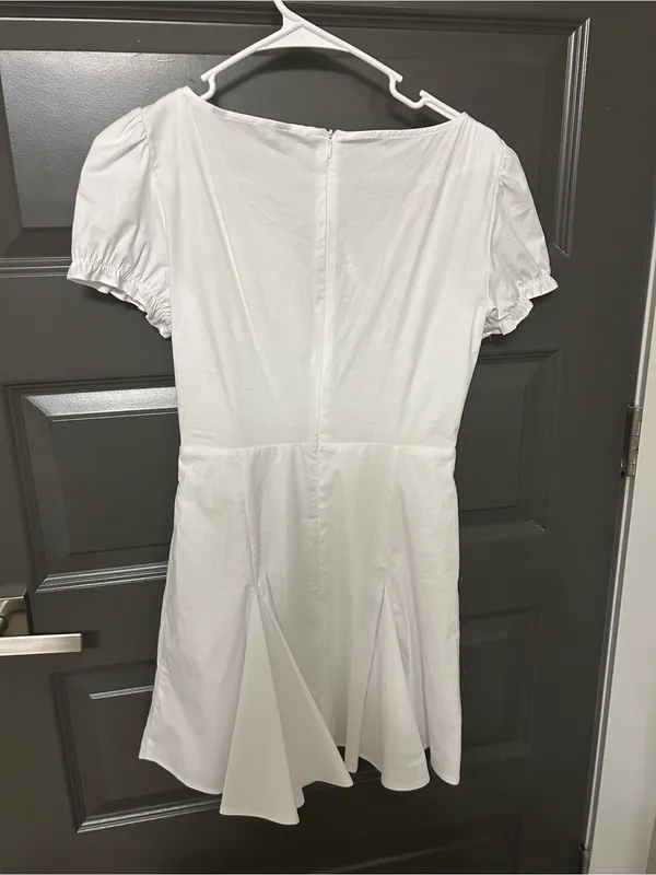 Zara White Puff-Sleeve Lace-Up Mini Dress - Image 2