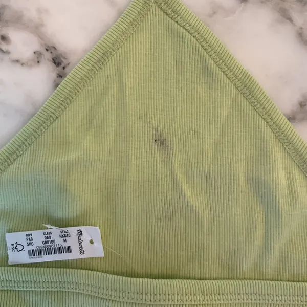 NWT! Madewell Supima® Rib Halter‎ Tank Top Lt Green Sz M - Damaged with Patches - Image 8