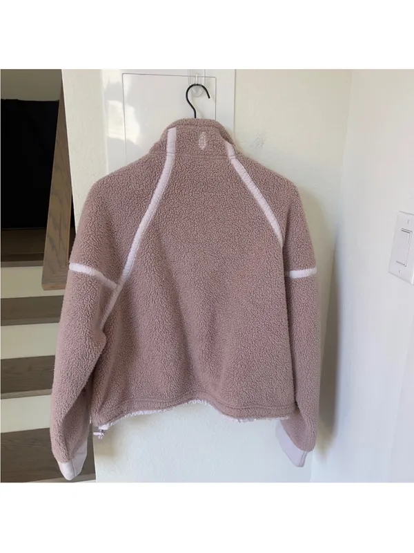 Free People Mountain High 1/2 Zip Fleece Pullover in Neutral Mauve - Image 7