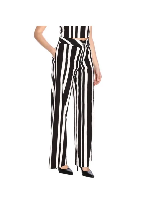 Alice and Olivia Umbrella Stripe Linen Wide Leg Pants Size 2 - Image 2