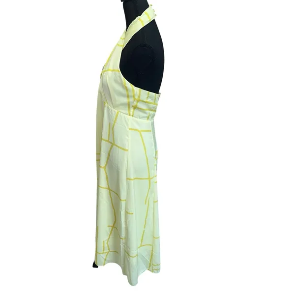 Banana Republic Dress Women 8 Yellow Halter‎ Midi Satin Sleeveless Summer NWT - Image 3