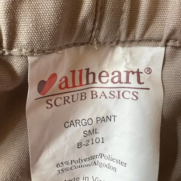 All Heart Biege Tie Waist Srubs Pants S - Image 7