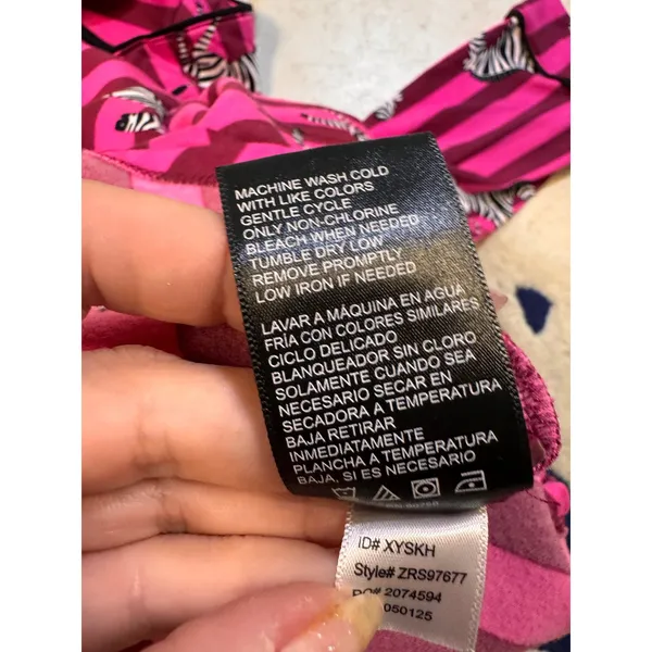 Room Service Pink Zebra Striped Pajama Set Long Sleeve Button Down XXL ZRS97677 - Image 8