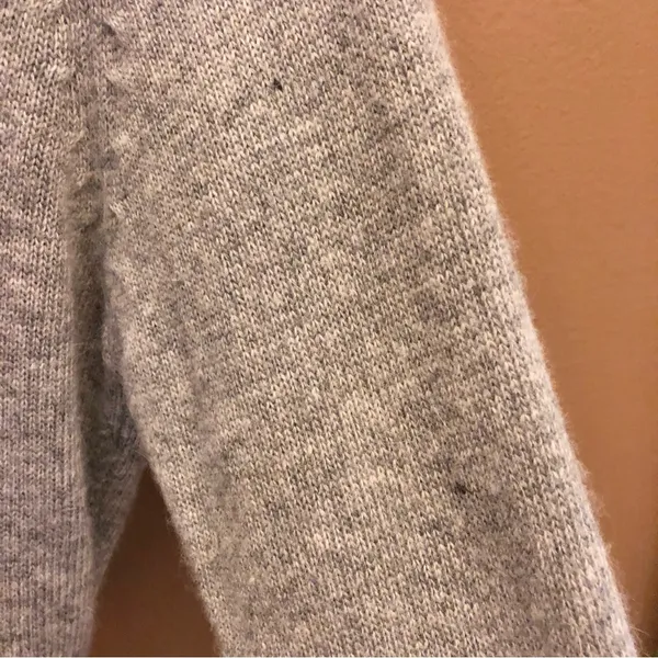 BCBGMaxAzria Wool Blend Open Front Tie Ruffle Zipper Cardigan‎ Grey Medium - Image 6