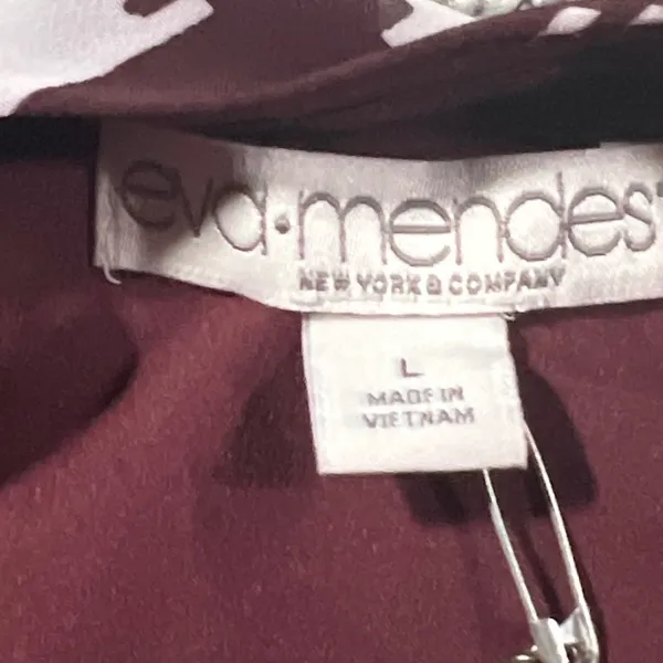 New York & Company Eva Mendes Dress Women Large Burgundy Ikat One Shoulder NWT‎ - Image 4