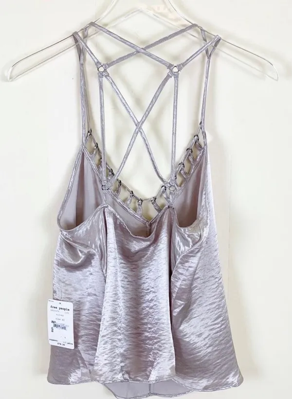 XS Silver Haze V-Neck Strappy Camisole Tank Top - Image 5