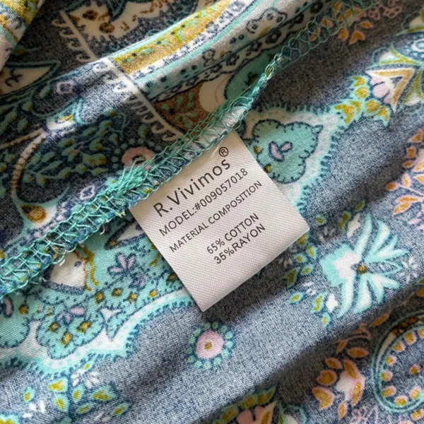 R.Vivimos Paisley Maxi Dress Cardigan Tie Front Bell Sleeve Duster Teal S - Image 9