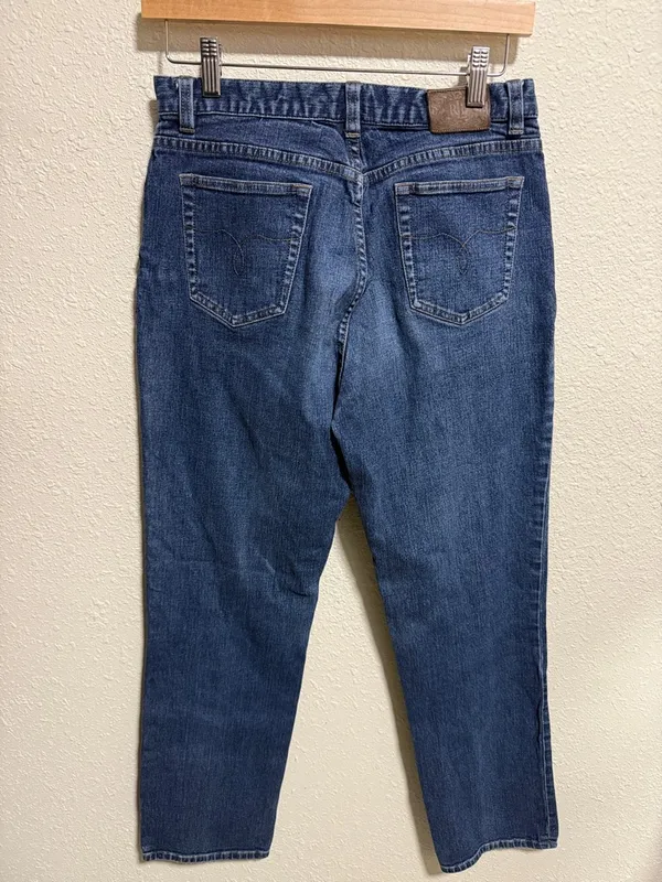 Lauren Ralph Lauren‎ Jeans Co Premium Blue Straight Leg High Rise Jeans Size 6 - Image 6