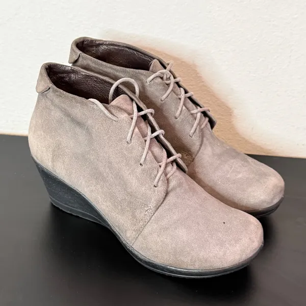 Dansko Suede Leather Lace‎ Up Wedge Ankle Boots Gray Women 41 US 10.5 11 - Image 8
