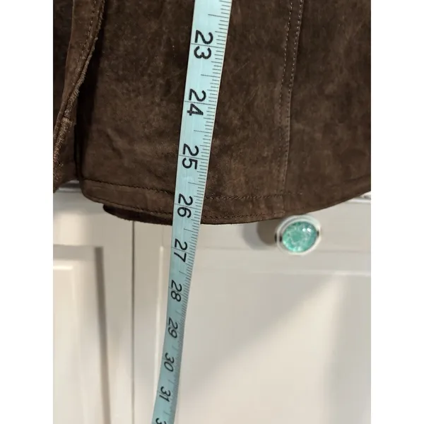Vintage AMI Brown Long Sleeve‎ Suede Button Up Jacket Size Large Satin Lined - Image 4