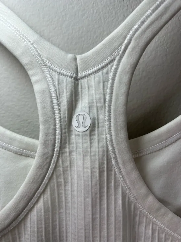 Lululemon Ebb to Street Tank Top White Ribbed Built In Bra Racerback Athletic 8 - Image 9