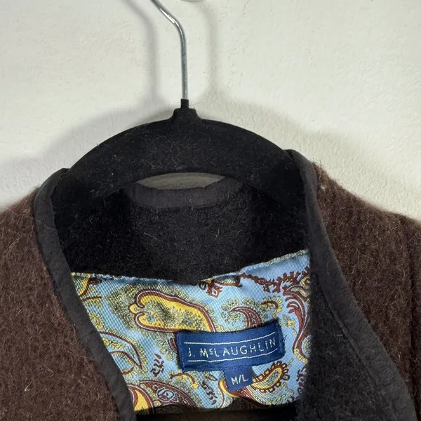 J. McLaughlin Cape Poncho Alpaca Wool Coat Brown Open Front Old Money Women M/L - Image 5