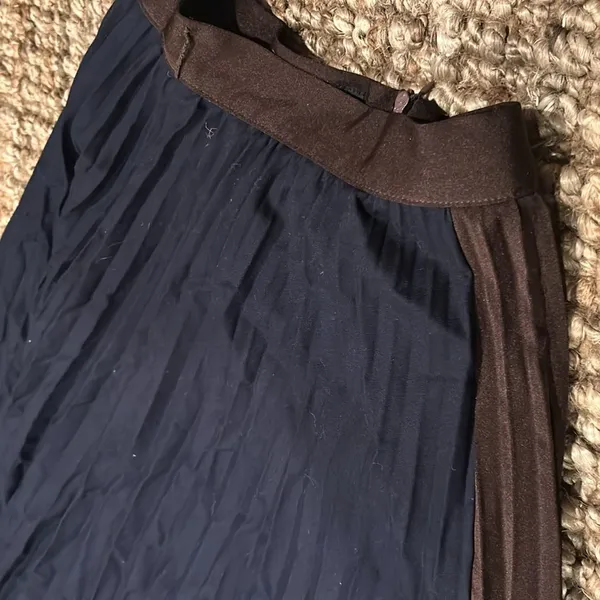 Till Navy N Brown Pleated Midi Skirt Size Small - Image 5