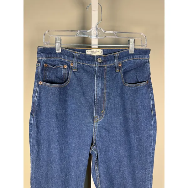 Abercrombie‎ & Fitch High Rise Straight Jeans Dark Wash Cropped 30 Y2K - Image 3