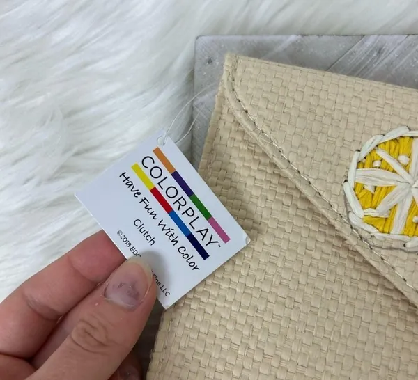 NWT Colorplay Lemon Slice Woven Straw Summer Clutch Bag - Image 3